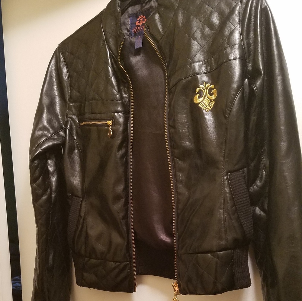 Dereon By Beyonce Black Faux Leather Jacket L